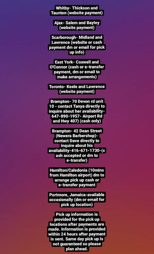 All pick up location information